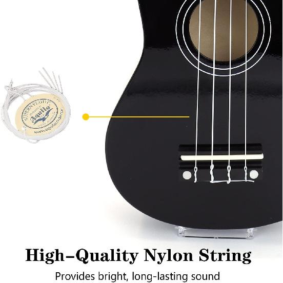 21-дюймовое сопрано укулеле из липы, акустическая мини-гитара для начинающих, с чехлом, ремнем, тюнером, медиаторами, струнами, базовым учебником