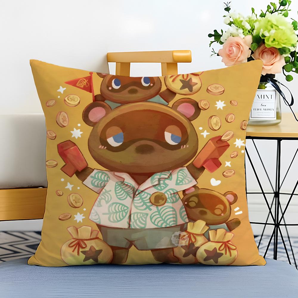 TTom Nook Cushion Cover Washable Linen Pillowcase Soft  for Sofa Bed Cozy Home Room Decor