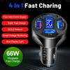 66W 4 Ports USB Car Charger Fast Charging Quick Charge 3.0 QC3.0 Car Phone Charger Adapter For iPhone Xiaomi Samsung Huawei