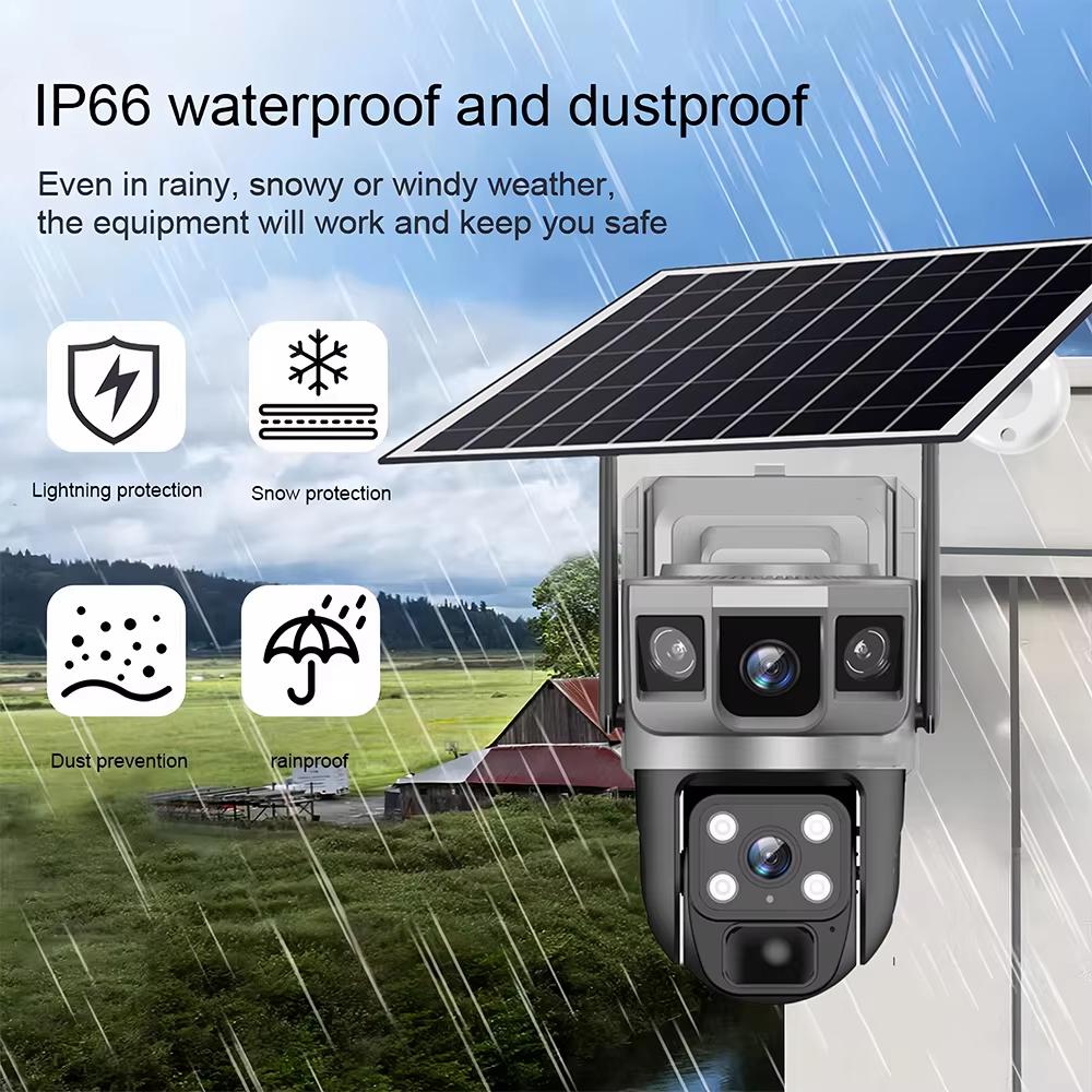 LS VISION Солнечная камера 4G SIM-карта WiFi беспроводная сеть 360 IP 8MP 4K HD CCTV батарея двойной объектив наружное умное домашнее видеонаблюдение