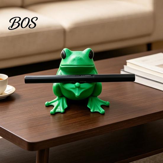 Cute Frog Desk Accessory 3D Printed Pen Holder, Bright Green Stand with Pen-Grabbing Structure, Playful Decor Anti-Slip Desktop Organizer for