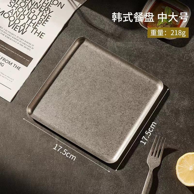 Stainless Steel Vintage Snowflake Silver Square Tray Bread Barbecue Steak Plate Dinner Plate Dessert Dinnerware Decorative Tray