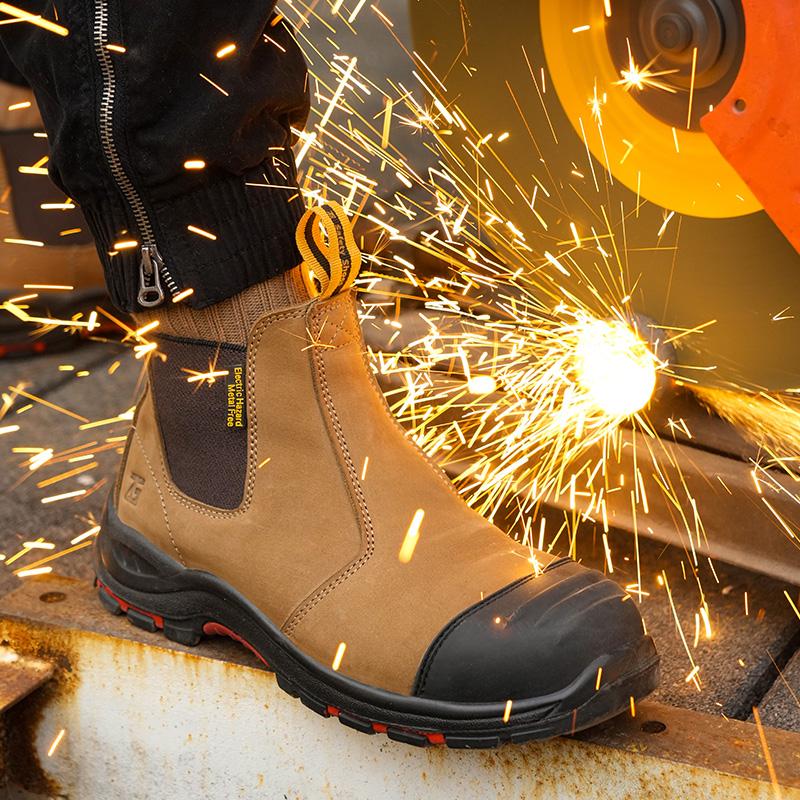 Мужские ботинки из натуральной кожи, рабочая защитная обувь, противоударная, противопрокольная, противоскользящая обувь для сварщиков, защитные ботинки «Челси», мужские