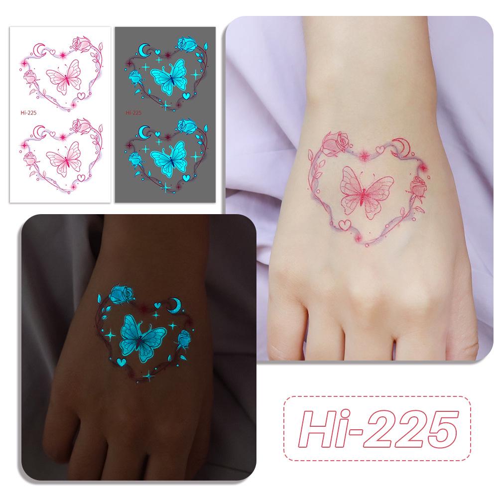 Rikaron Waterproof Luminous Butterfly Tattoo Stickers - Long-lasting, Realistic, Simple Japanese Washable Design for Dopamine Aesthetic.