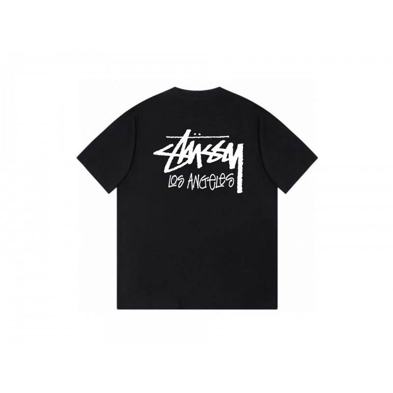 Футболка Stussy с коротким рукавом для подростков Свободный крой Хлопок 270 г Круглый вырез Повседневная одежда