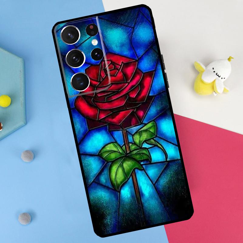Stained Glass Rose Galaxys Back Case For Samsung Galaxy S25 S24 S23 S22 S20 S26 Ultra S10 Plus S21 FE S25 FE Soft Cover