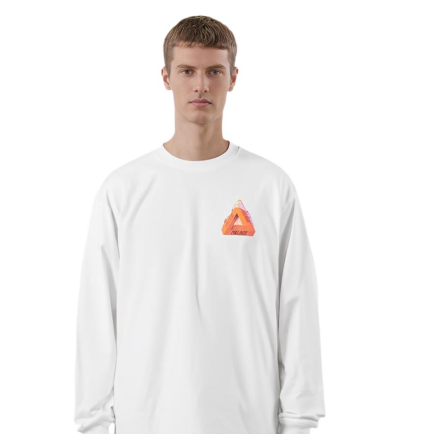 Palace FW21 Футболка унисекс с круглым вырезом и длинным рукавом с живописным принтом, белые топы P21LS009