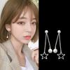 Tassel Pearl Pure Earrings Long Exaggerated Temperament Versatile Earrings Anti-allergic Five-pointed Star Earrings for Women