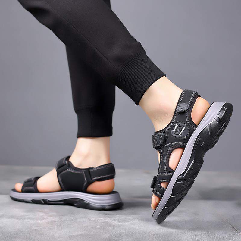 Fashion Genuine Leather Men's Sandals Fashion Summer Outdoor Hiking Trekking Shoes for Men Beach Slippers Breathable Casual Sneakers