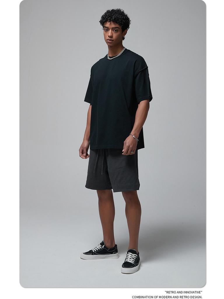 ARTIE Men's Spring/Summer 2024 Fringe Collar Street Fashion Washed Short-Sleeve T-Shirt