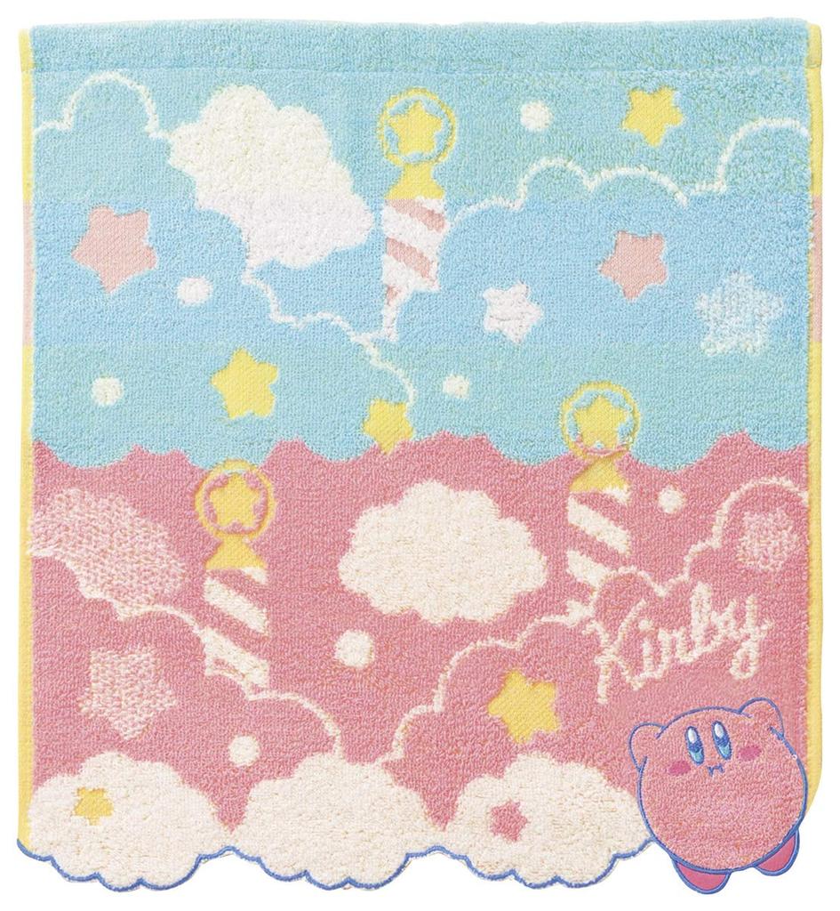 Marushin Kirby Hand Character Cotton Fuwa Sky To the Available In 2 4585004700 Towel, Handkerchief, Absorbent, Fluffy, "Fuwa Tabi" (Trip Sky), Sizes,