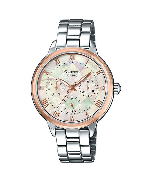 Casio Мужские аналоговые кварцевые часы из нержавеющей стали SHE-3055SG-7A, водонепроницаемость 50 м