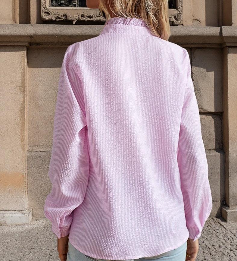 Женский кардиган с длинными рукавами и оборками на осень 2024 года