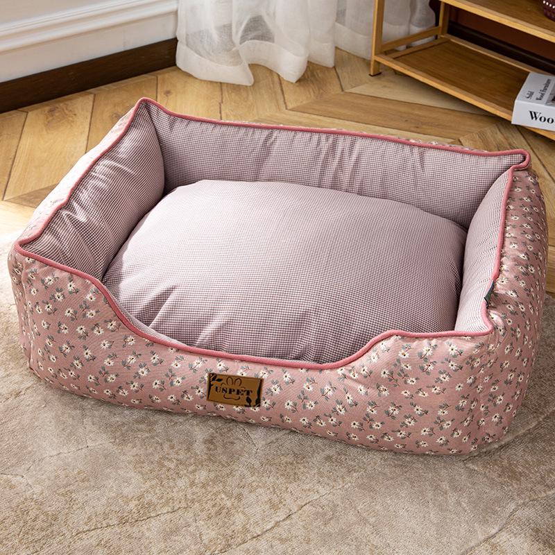 Цветочная свежая летняя лежанка для собак от маленьких до средних пород, съемная и моющаяся, всесезонная