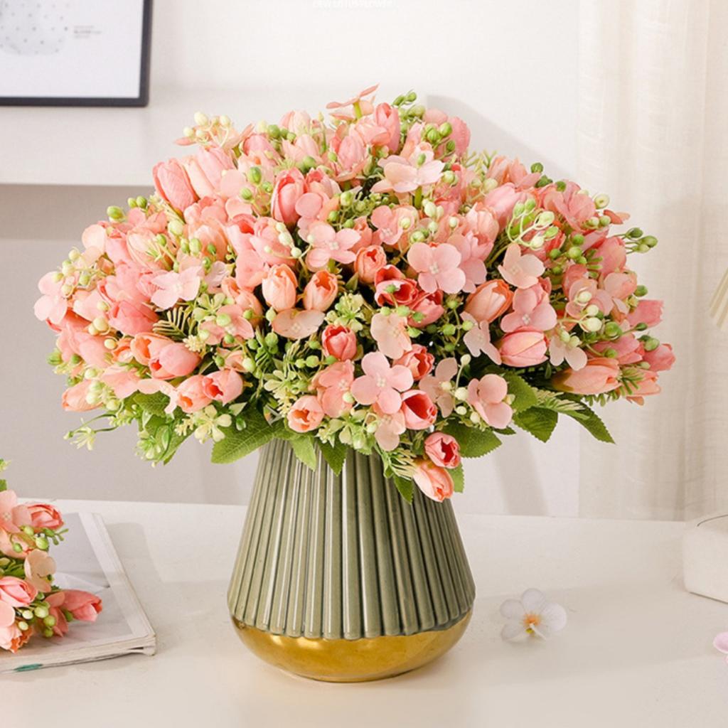 1 букет тюльпанов, искусственные мини-цветы, букет магнолий, цветок с длинным стеблем и листьями, искусственные цветы для домашнего декора, свадебных украшений