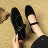 Fashion Velvet Mary Jane Shoes for Women Hand Stitch Casual Streetwear Ballet Flats Pumps Female Solid Color Red Cloth Shoes Loafers