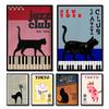 1pc Black Cat with Piano Canvas Art Poster Fortune Cat Simple Canvas Painting Wall Art for Bedroom Living Room Home Office