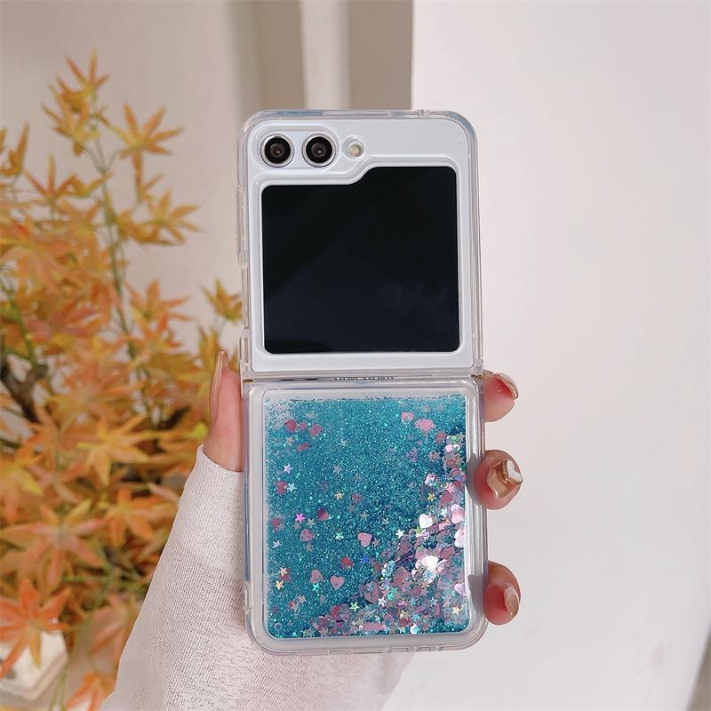 Чехол Glitter Quicksand Love Heart для Samsung Galaxy Z Flip 6 5 4 3 Flip6 ZFlip Flip5, цветной, блестящий, мягкий, ударопрочный чехол из ТПУ