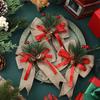 Christmas Bows with Pine Cones Pine Needles Buffalo Plaid Ribbon Bows Christmas Tree Wreath Decoration for Gift Wrapping