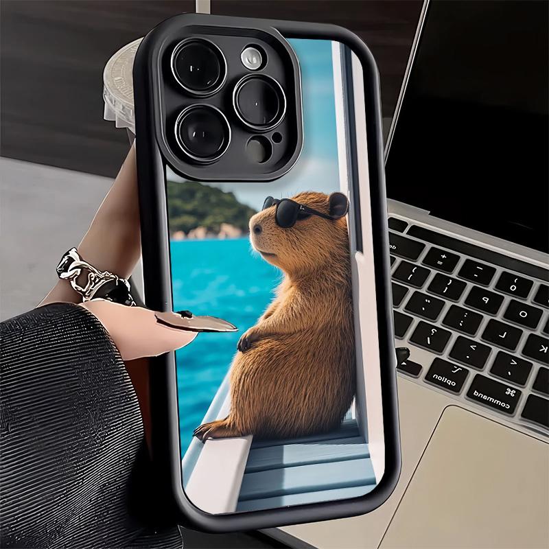 Чехол для телефона iPhone 17 Air 16E 15 16 Pro Max Животное Капибара Милый Чехол 14 Plus 13 12 Mini Мягкий Силиконовый Чехол Fundas