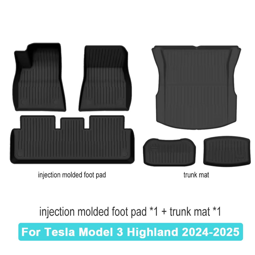 Автомобильные коврики Коврик в багажник Для Tesla Model 3 Highland 2025 Водонепроницаемый Противоскользящий Коврик в багажник TPE Накладки Tesla Model 3 2025 Highland