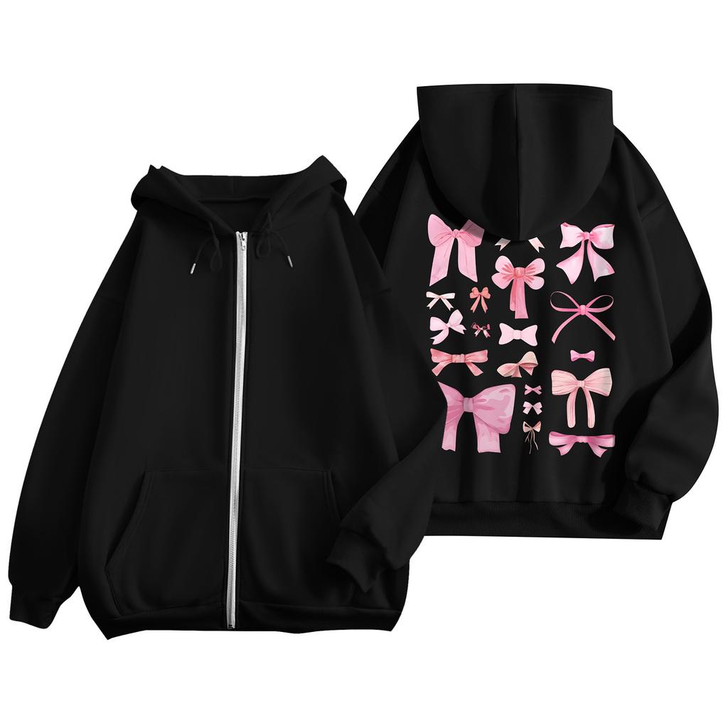 Женские толстовки на молнии для девочек-подростков, свитшот с цветочным принтом, одежда, повседневная куртка на шнурке с карманами
