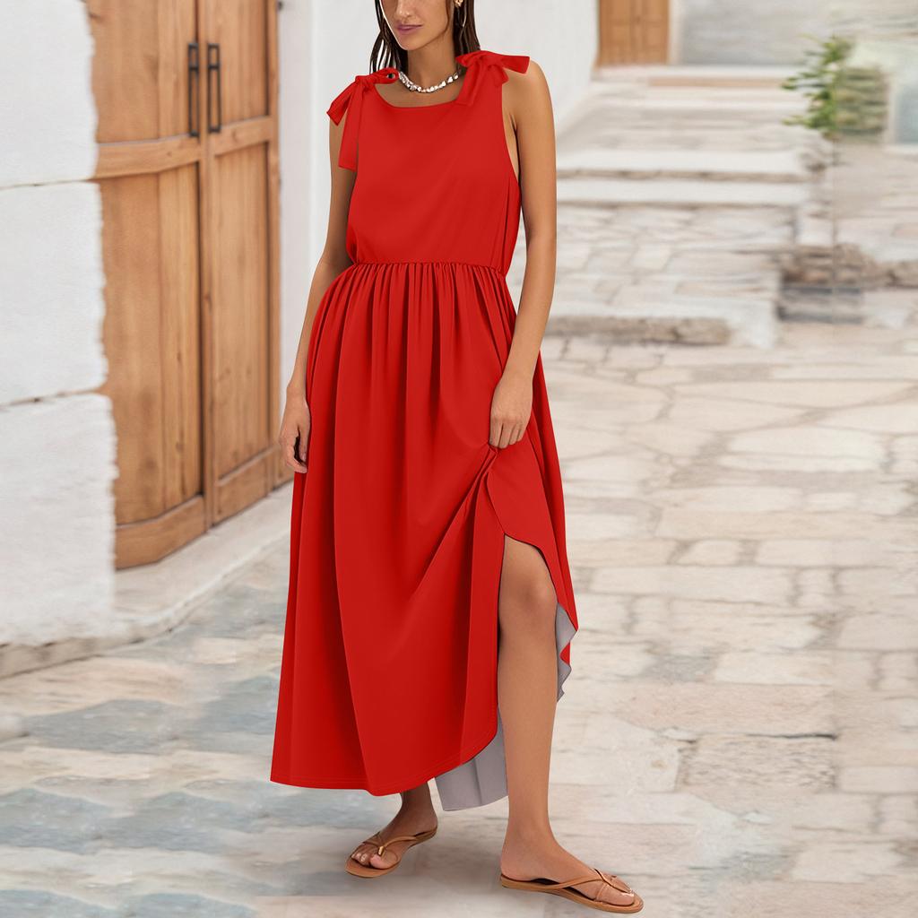 Женское летнее модное платье-майка А-силуэта без рукавов повседневное платье с цветочным принтом/однотонными карманами