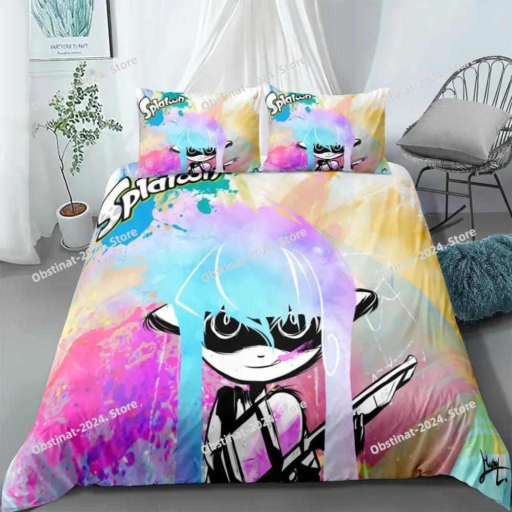 Комплект постельного белья Splatoon Мультяшный домашний текстиль для детей Комплект для кровати Пододеяльник Комплект для спальни Квин Пододеяльник с динозаврами