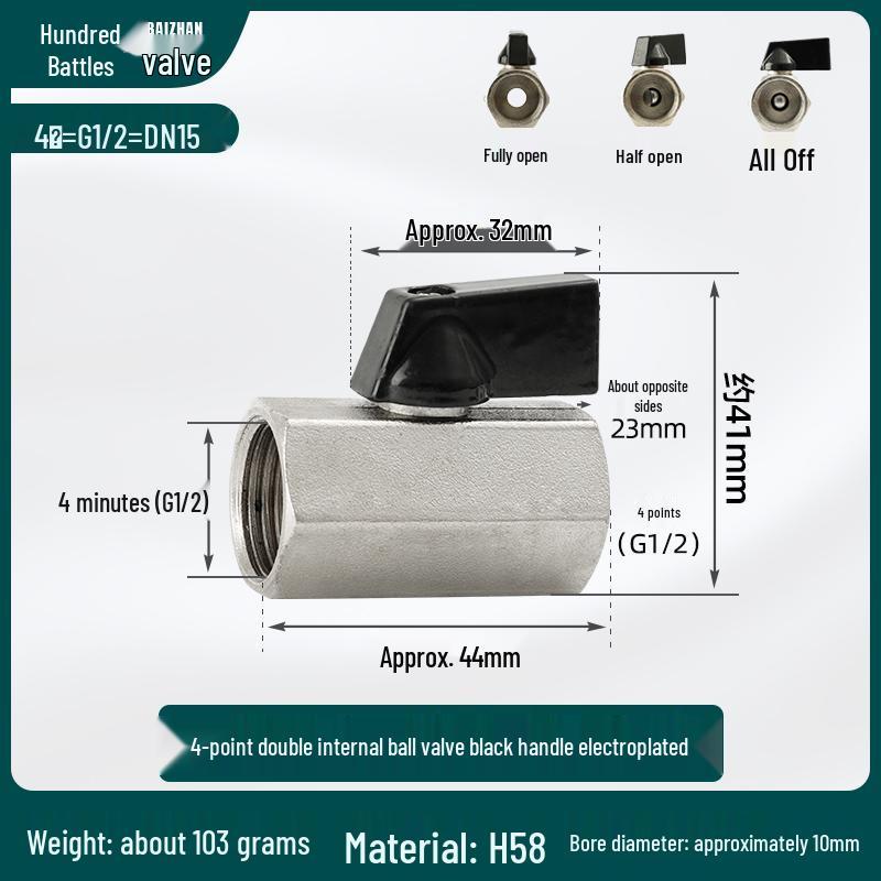 4-6 Point Copper Ball Valve: Internal/External Thread, Straight-Through Water Switch