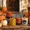 Reversible Design Halloween Tote Bags Soft Round Cylinder Pumpkin Baskets  Halloween Party Decor