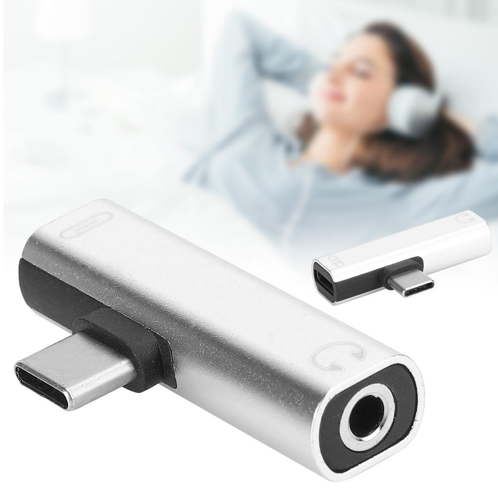 2Pcs 2 in 1 TypeC to 3.5mm Assist Audio Cable Wire Charger Headset Distributor Adapter