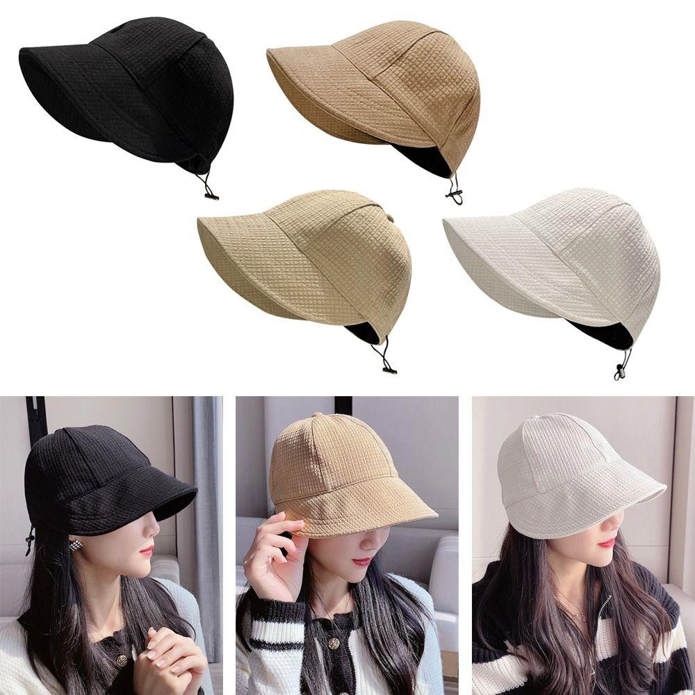 Foldable Women Girls Outdoor Wide Brim Big Visors Beach Cap Sun Hat Bucket Hat Fisherman Cap