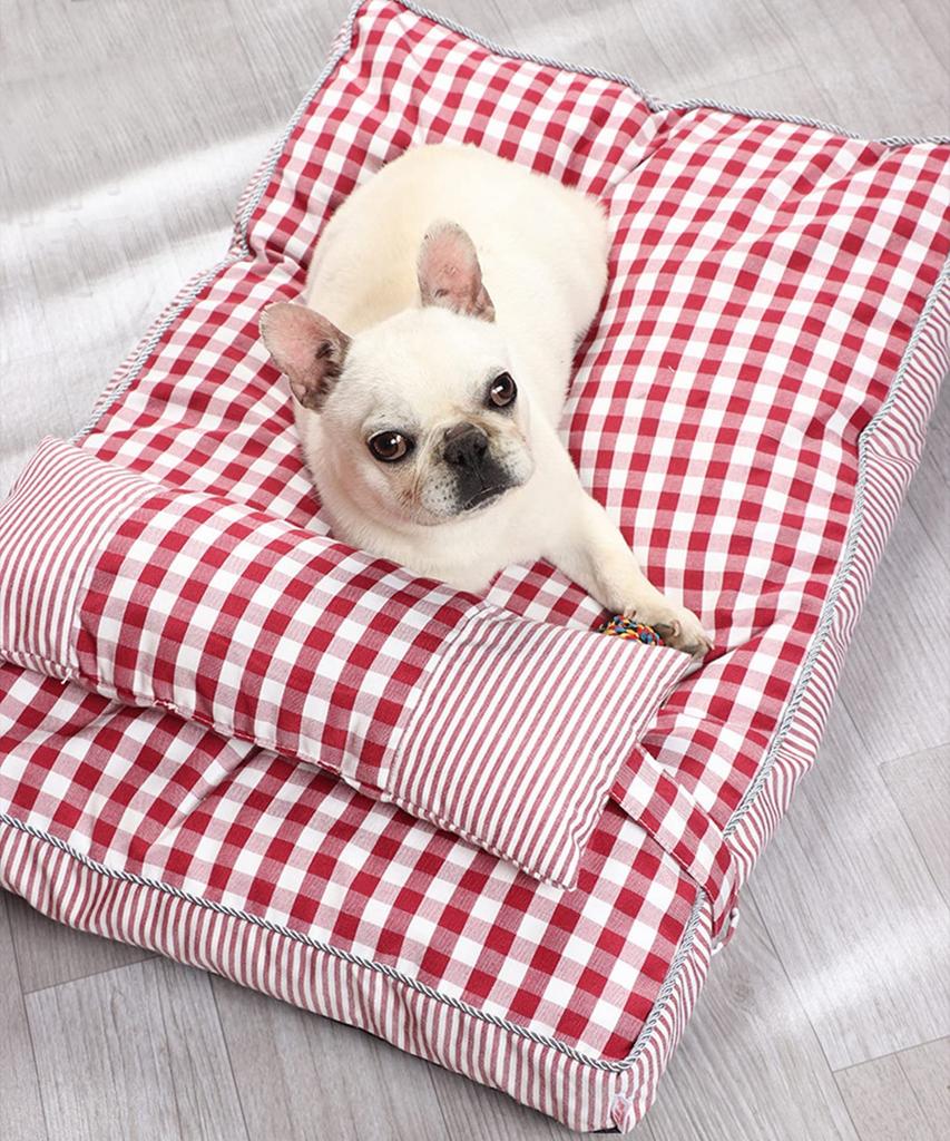 Fluffy Pet Square for Dogs and Pet Pet Pillow Removable Pillow Cover Bed, Shape, Cats, All-Season Sofa, Cushion, Included, (Small, Red)
