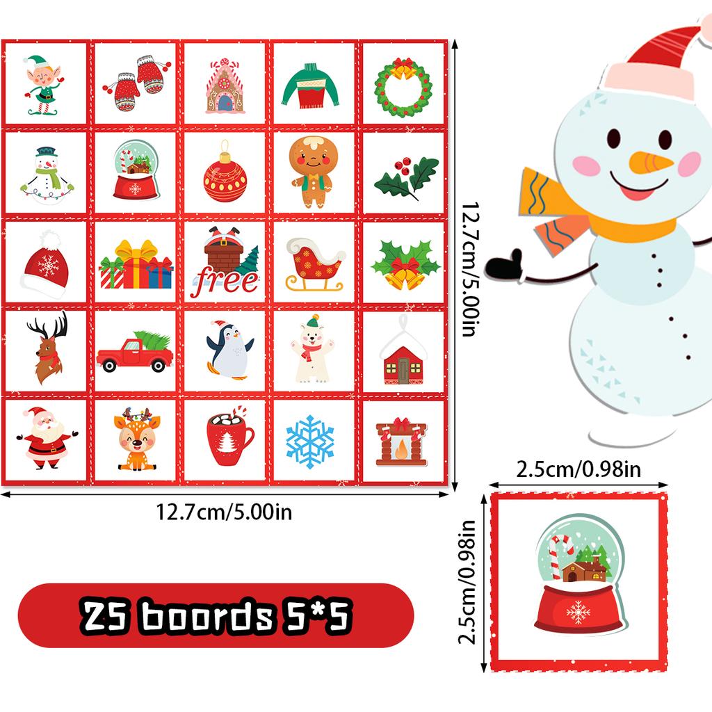 Christmas Bingo Game for Family Xmas Bingo Game Cards New Year Winter Holiday Party Kids,Adult Card Games Indoor Home Activities