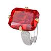 Women Fashion Adjustable Finger Ring Simulated Radiant Cut Square Diamond Rings for Ladies Copper Zircon Rings GZW