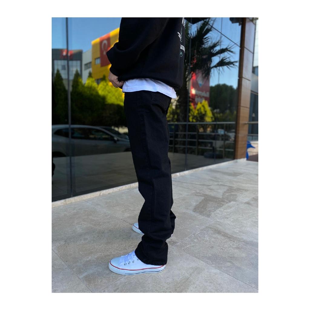 Мужские однотонные черные мешковатые джинсы