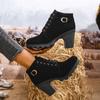 Women Boots New Spring Winter Comfortable Boots Women High Quality Lace-up European High Heels Shoes for Women Zapatos De Mujer