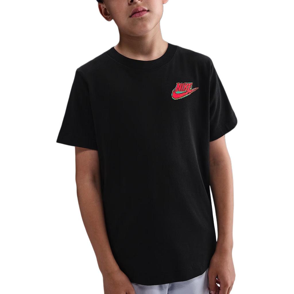 Nike Logo Round Neck Short Sleeve T-Shirt Kids Tops Black HV5212-010