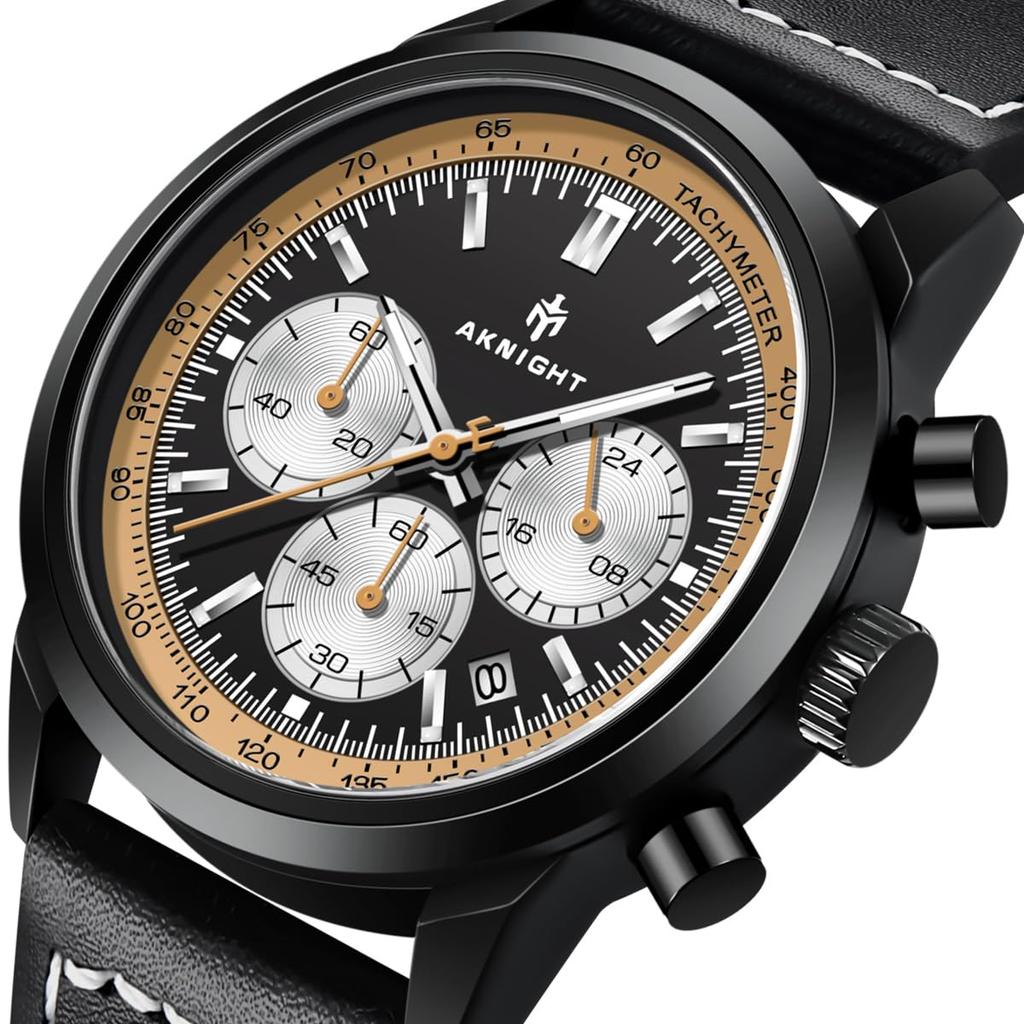 BENYAR AKNIGHT Japanese Stainless Leather Compatible with Business Casual Sports Chronograph Included Men's Watch, Quartz, Steel, Strap, Watches,