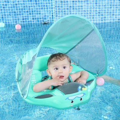Детский надувной круг для плавания Mambobaby без надувания с козырьком от солнца
