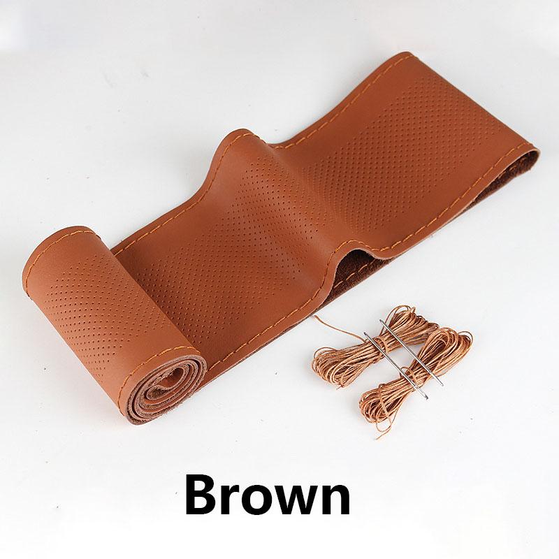 38 см чехол на руль автомобиля иглы и нитки для оплетки из искусственной кожи чехол для оплетки своими руками мягкий нескользящий автомобильный интерьер автомобиля