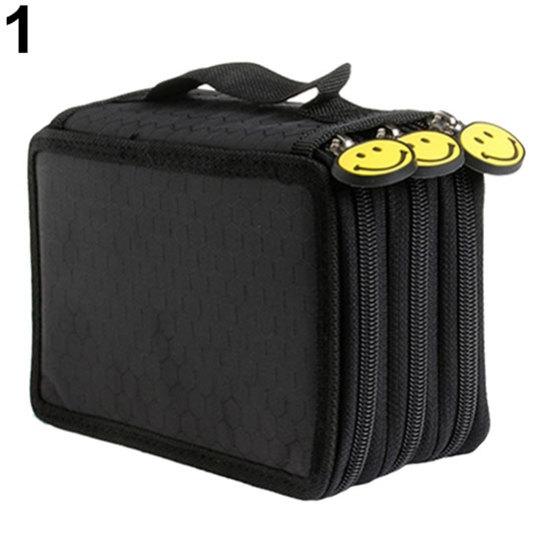Large Capacity 3 Layer 52 Holes Student Pen Pencil Storage Zipper Case Holder