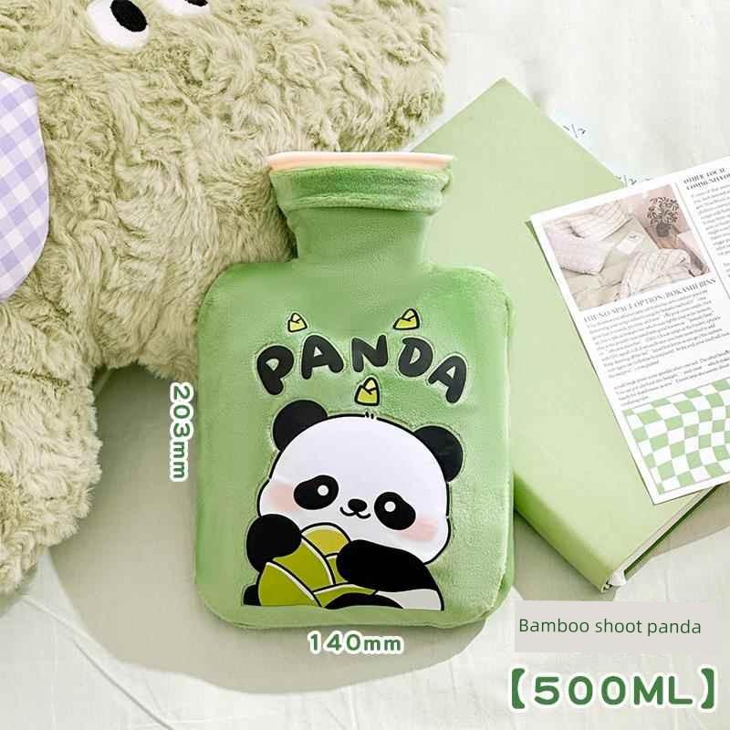 Hot Water Bottle with Cute Panda Design, Thickened Explosion-Proof Plush, Warm Waist Pad, Hot Compress for Abdomen, Hand Warmer
