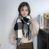 Two Color Color Blocking Scarf for Women Imitation Cashmere Soft and Thickened  Autumn and Winter New Style Student Plaid Warm Scarf for Men