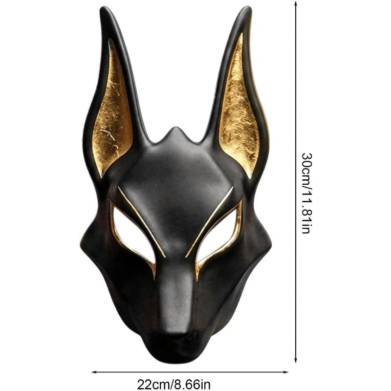 Egyptian Jackal Masque - Halloween Cosplay Props, Jackal Cosplay Masque, Hand Painted Faux Gold Masquerade Face Covering For Holiday Facial Covering