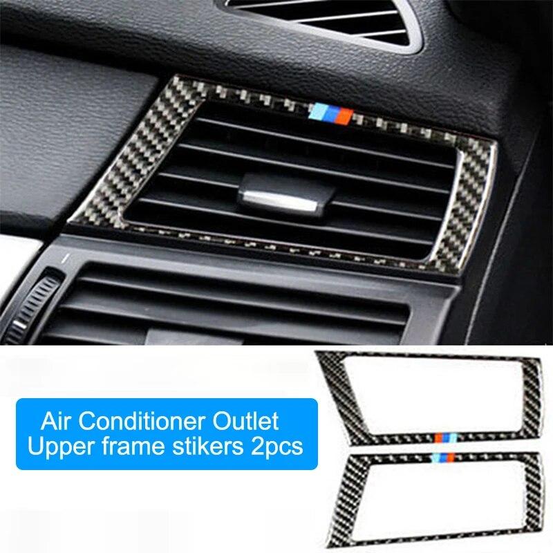 Панель управления автомобиля из углеродного волокна, левая-правая розетка кондиционера, наклейки на крышку для BMW X5 E70 X6 E71 2008-13, аксессуары