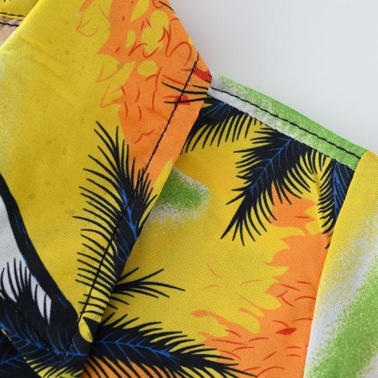 Гавайский комплект одежды для малышей-мальчиков с изображением заката, пальмовых листьев, рубашка и шорты для детей на берегу моря