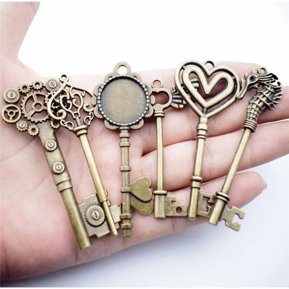 Vintage Key Pendant, Mixed, 12 Pieces/pack, DIY Antique Bronze Key Accessory, Notebook Pendant