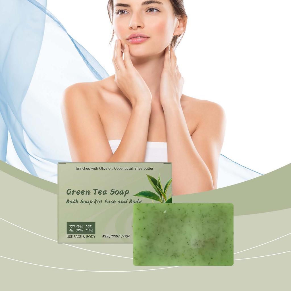 Мыло для ванны с зеленым чаем Мягкое питательное средство для тела Чистое и увлажняющее освежающее пенящееся мыло