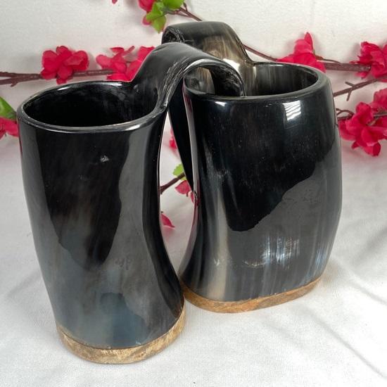 Set of 2 Viking Drinking Horn Mug Authentic Medieval Inspired Vessel with Food Safe Coating for Ale Beer, Mead, Wine Mug